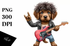 Watercolor Baby Chesapeake Bay Retriever Rock Star | Clipart Product Image 1