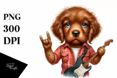 Watercolor Baby Chesapeake Bay Retriever Rock Star | Clipart Product Image 1
