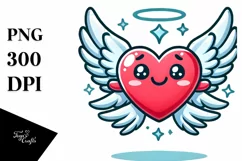 Cartoon Heart with Wings, Transparent PNG Product Image 1