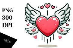 Colorful Heart with Wings Digital Painting PNG Product Image 1
