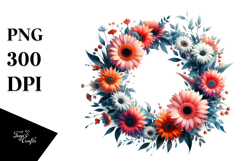 Abstract Watercolor Gerbera Wreath Product Image 1