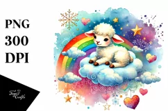 Colorful Lamb on Cloud, Transparent PNG Product Image 1