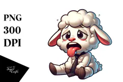 Silly Cartoon Lamb with Bow Tie, Vector Style PNG Product Image 1