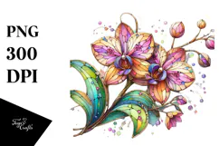 Vibrant Pastel Wooden Orchid PNG Product Image 1