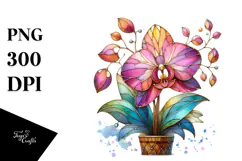 Vibrant Pastel Wooden Orchid PNG Product Image 1