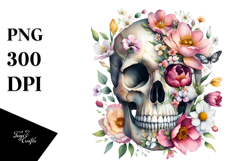 Skull with Spring Flowers PNG Product Image 1