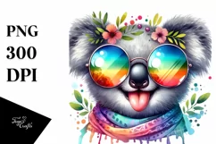 Funny Cute Koala Watercolor | Clipart Product Image 1