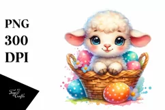 Colorful Baby Lamb Sitting in Egg Basket | Clipart Product Image 3