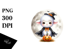 Adorable Baby Lamb on Moon, PNG Product Image 1