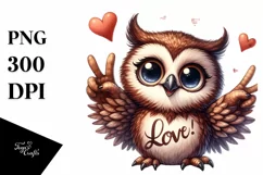 Funny Cute Owl Love Sign | Clipart Product Image 1