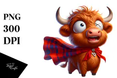 Goofy Highland Cow Superhero PNG Product Image 1