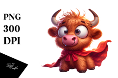 Cartoony Highland Cow Superhero PNG Product Image 1