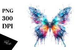 Abstract Vibrant Watercolor Butterfly PNG Product Image 1