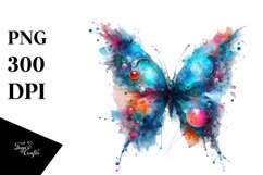 Abstract Vibrant Watercolor Butterfly PNG Product Image 1