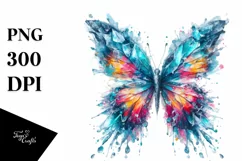 Abstract Vibrant Watercolor Butterfly PNG Product Image 1