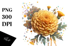 Marigold, Watercolor Splatter PNG Product Image 1