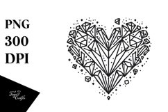 Simple Lineart Broken Diamond Heart PNG Product Image 1