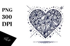 Simple Lineart Broken Diamond Heart PNG Product Image 1
