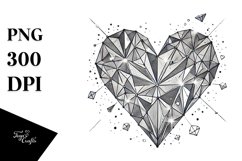 Simple Lineart Broken Diamond Heart PNG Product Image 1