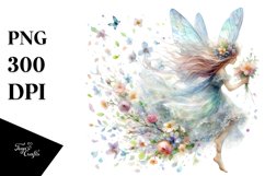 Cute Fairy Tumbling with Spring Petals in the Wind | Clipart Product Image 1