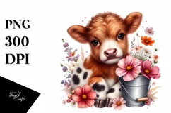 Colorful Smiling Cow Animal Print Clipart Product Image 1