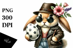 Bunny with Leather Clothes and Sunglasses, PNG Product Image 1