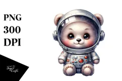 Cute Baby Bear in Astronaut Helmet PNG Product Image 1