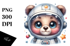 Cute Baby Bear in Astronaut Helmet PNG Product Image 1