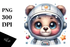 Cute Baby Bear in Astronaut Helmet PNG Product Image 1