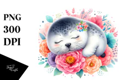 Colorful Baby Seal Sleeping PNG Product Image 1