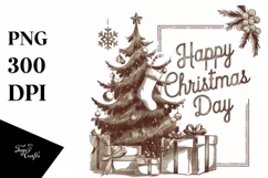 Retro Happy Christmas Day Png Product Image 1