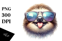 Whimsical Sloth with Sunglasses | White Background Product Image 1