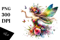 Fairy Dancing with Floral Wreath PNG Product Image 1