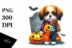 Cute Baby Dog Halloween Grave | Clipart Product Image 3