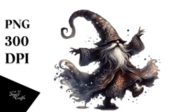 Gothic Dancing Gnome Watercolor PNG Product Image 1