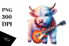 Colorful Baby Highland Cow at Rock &#039;n&#039; Roll Club, PNG Product Image 1