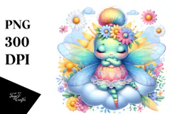 Baby Dragonfly Sleeping on the Cloud PNG Product Image 1
