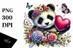 Baby Panda with Heart, PNG Product Image 1