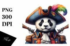 Colorful Watercolor Panda Musketeer | Clipart Product Image 1
