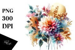 Vibrant Bouquet with Dahlia Splash | Sublimation | Clipart Product Image 1