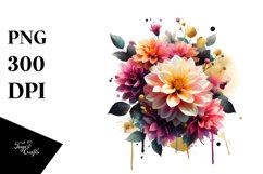 Vibrant Bouquet with Dahlia Splash | Sublimation | Clipart Product Image 1