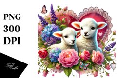 Colorful Baby Lamb Behind Heart, Transparent PNG Product Image 1