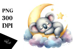 Whimsical Baby Koala on Moon PNG Product Image 1