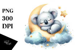 Whimsical Baby Koala on Moon PNG Product Image 1