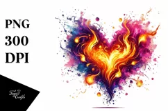 Fire Heart Warm Blazing Hot Watercolor Product Image 1