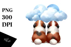 Watercolor Cute Saint Bernard with Big Heart Product Image 1