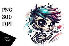 Chibi-Style Skeleton Blowing a Kiss PNG Product Image 1