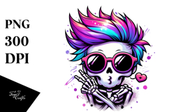 Chibi-Style Skeleton Blowing a Kiss PNG Product Image 1