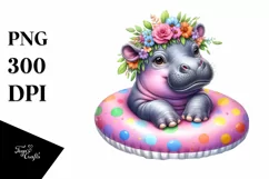 Young Hippo Enjoying a Float in Water | Sublimation Clipart Product Image 3