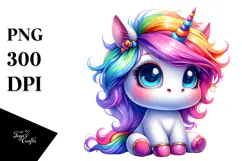 Cute Unicorn with Cool Haircut PNG Product Image 1